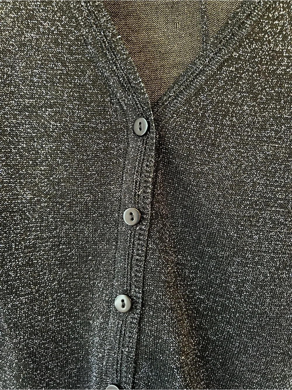 Free People Metallic Silver Black Slouchy Cardigan